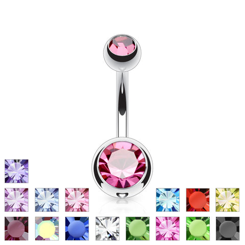 Double Jeweled 316L Surgical Stainless Steel Navel Rings