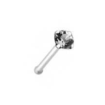 20G 2mm Round Prong Set Sterling Silver Nose Bone